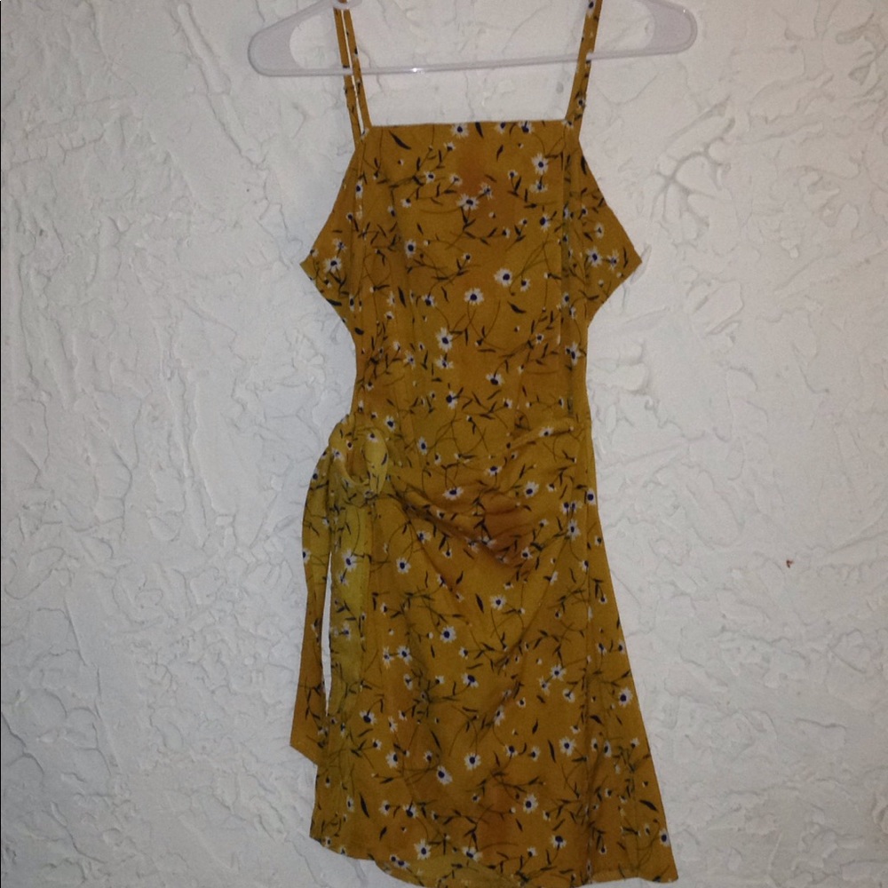 Yellow floral mini dress